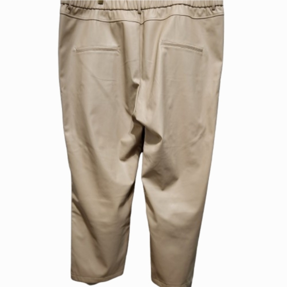 NEW Hilary MacMillan Vegan Faux Leather Tan-Stone Plus Size Trouser Pant (4X) - Picture 3 of 12